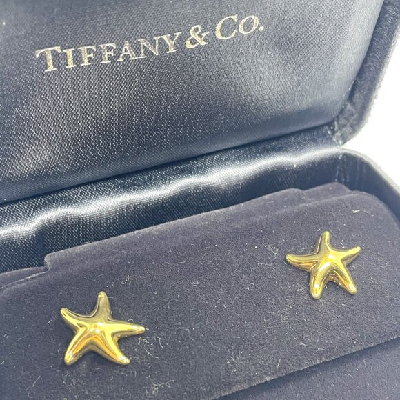 Tiffany & Co. 18K Gold Elsa Peretti 12mm Starfish Earrings (One Back Missing) - Picture 8 of 15